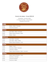 Lista horario clases curso 2025/26